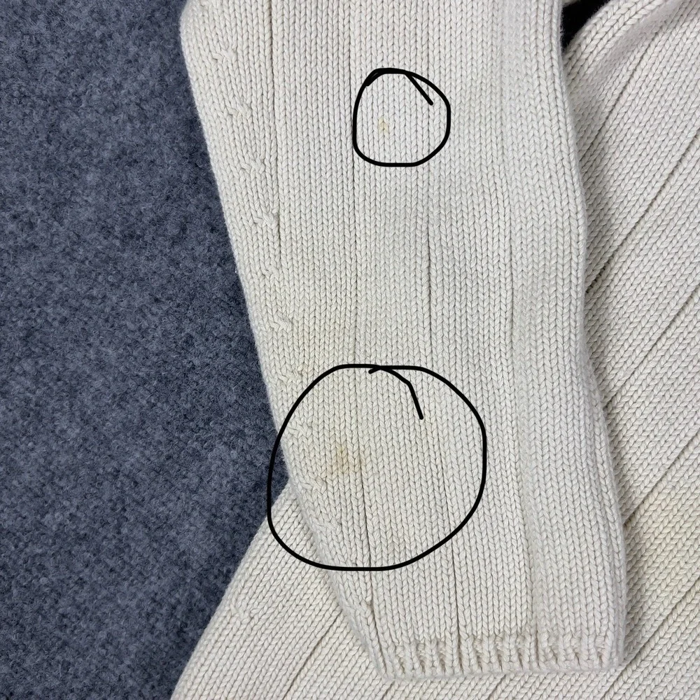 Polo Jeans Ralph Lauren Cream Ribbed Quarter Zip Sweater Cotton Knit Pullover